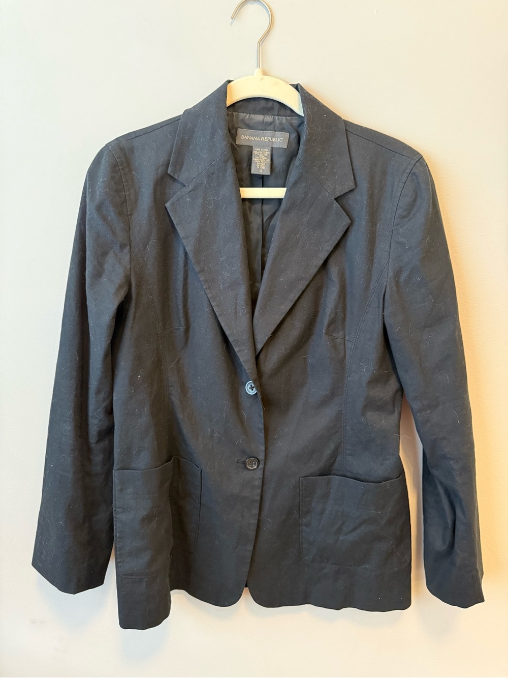 Banana Republic Women's Black Cotton Tailored Blazer